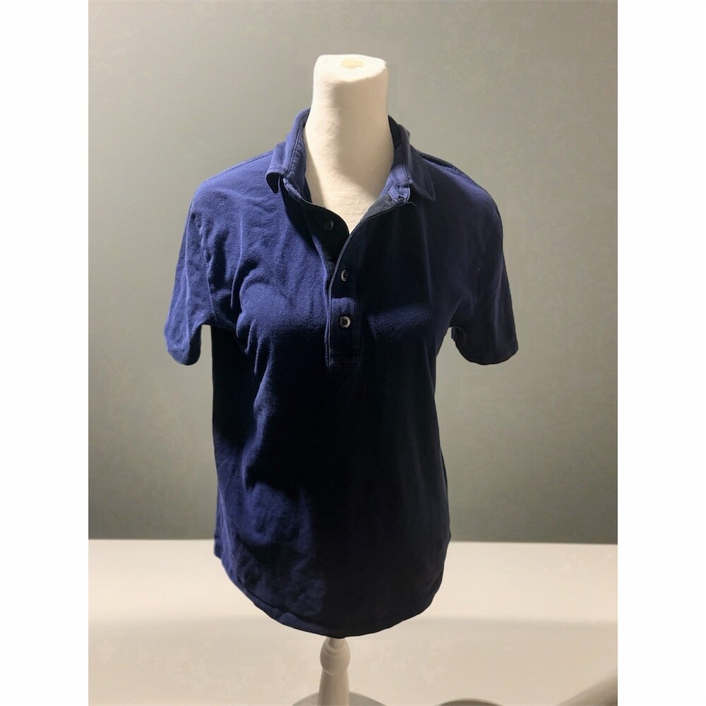 Express Polo Shirt Womens Size S Navy Blue Slim Fit Short Sleeve 3-Button